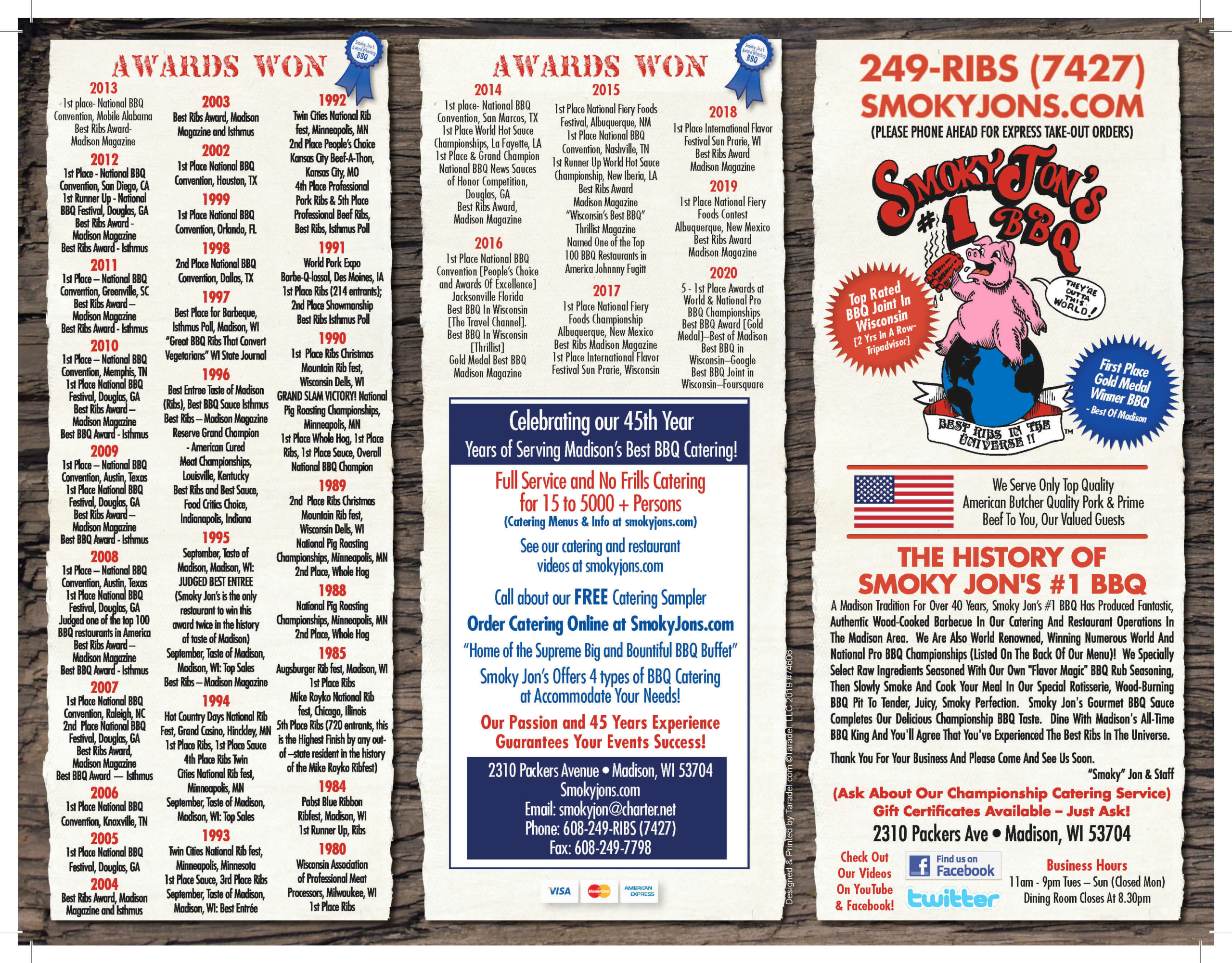 Smoky Jon's #1 BBQ Restaurant & Catering of Madison, WI – Call 608-249